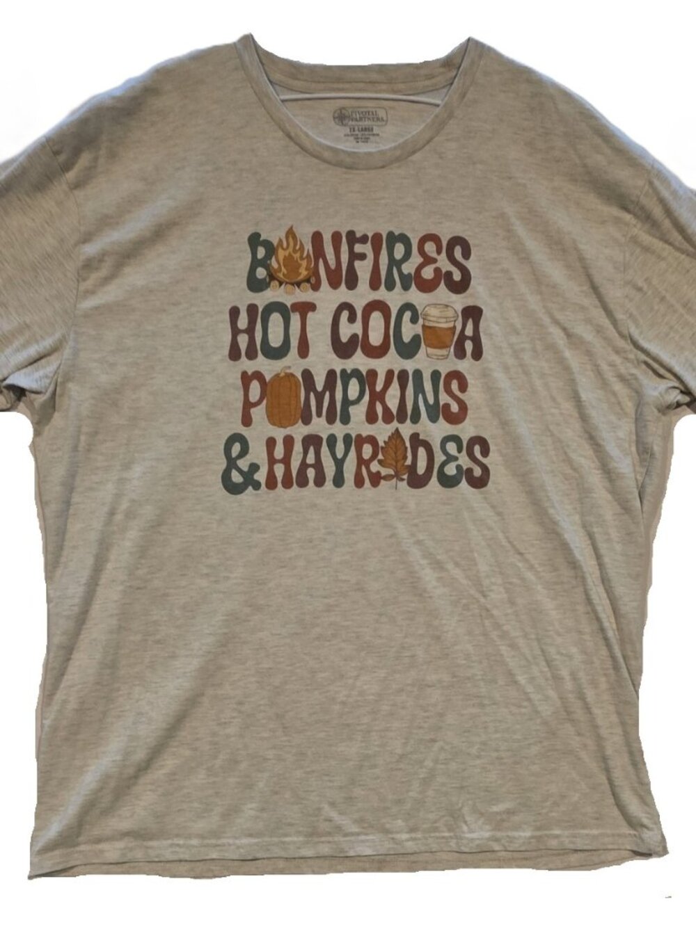 *Women's Hayrides Bonfires Pumpkins Fall Halloween Shirt Heather*